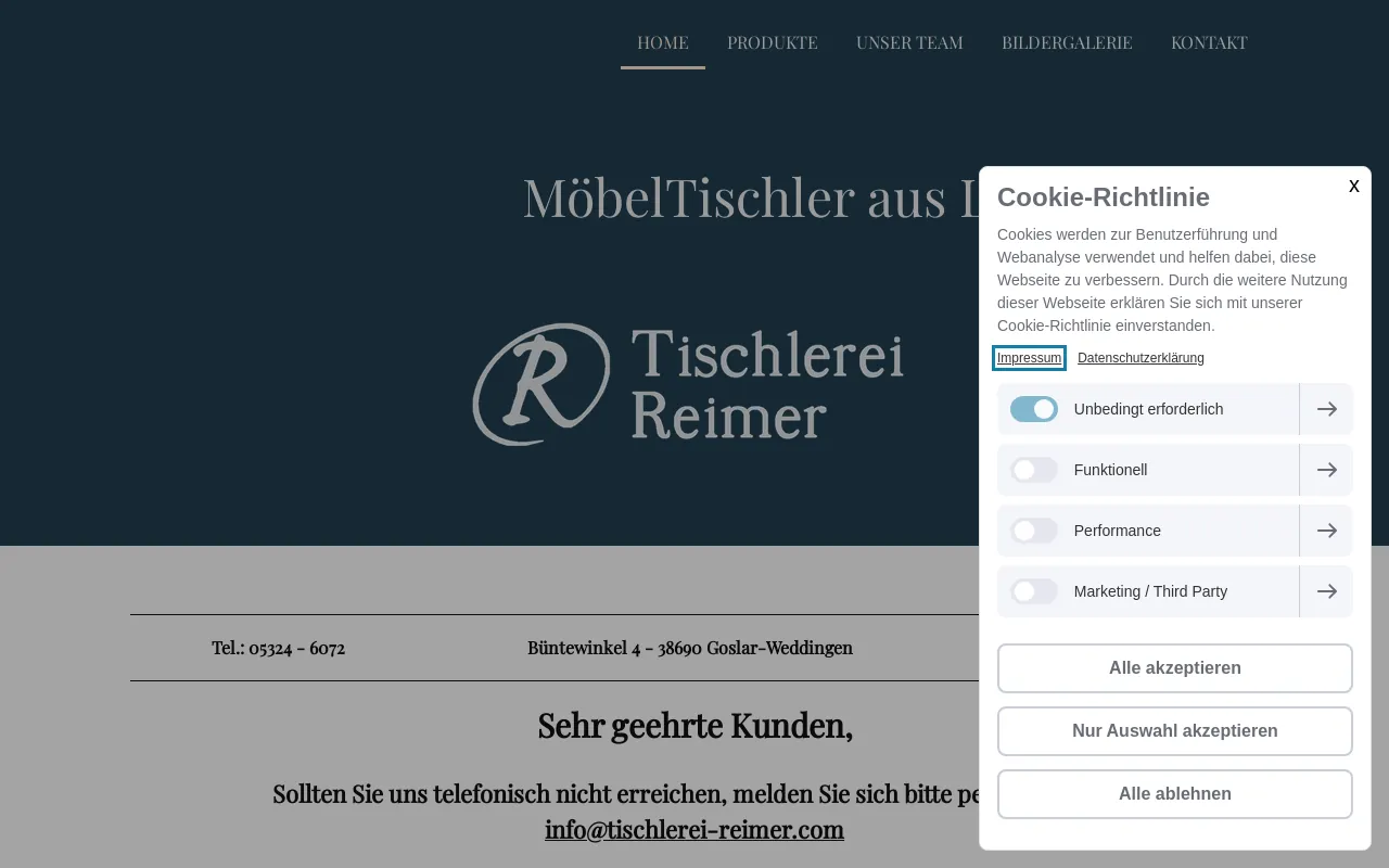 Screenshot of tischlerei-reimer.com