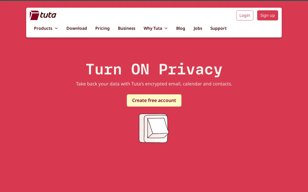 Screenshot of tutanota.com