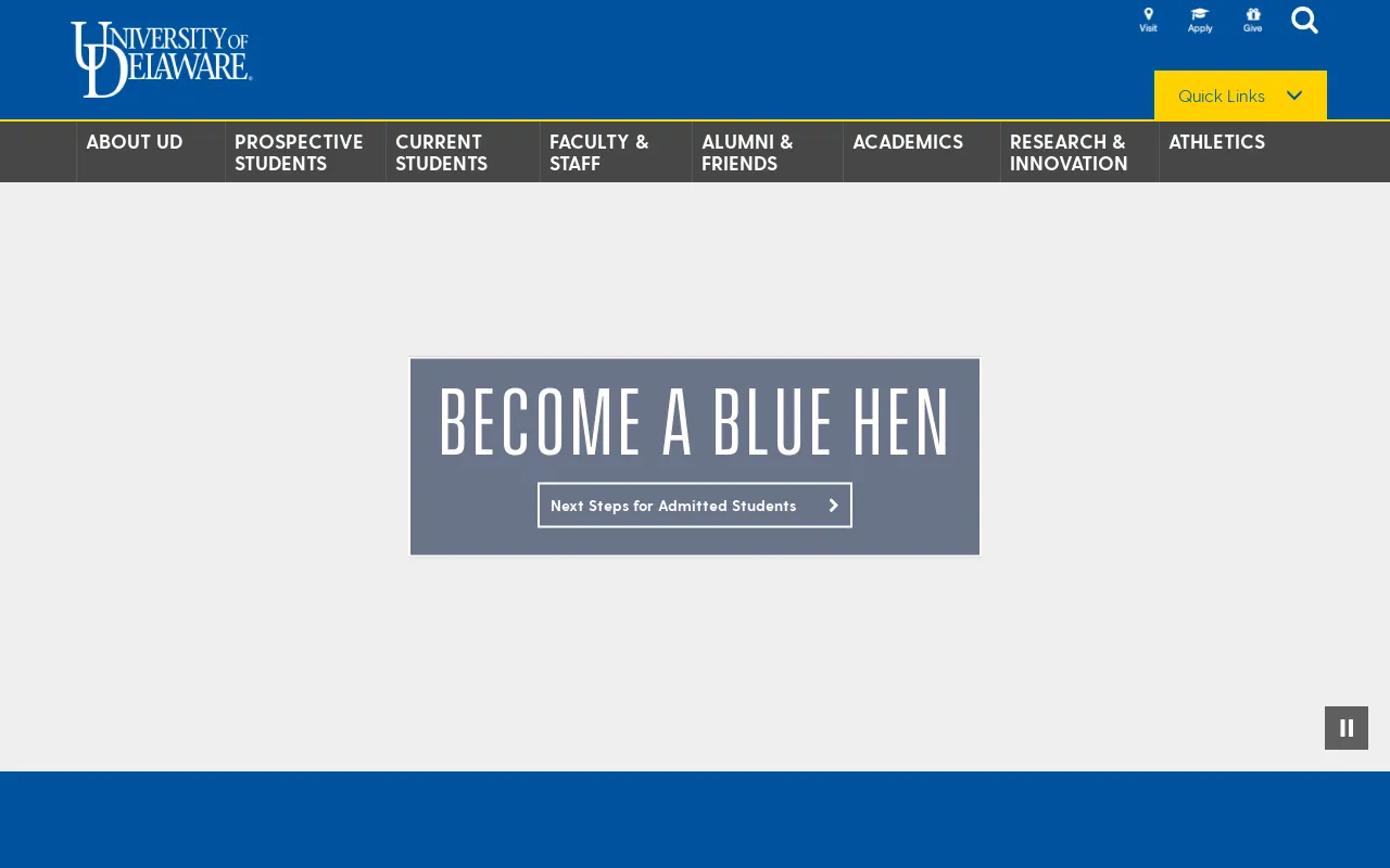 Screenshot of udel.edu