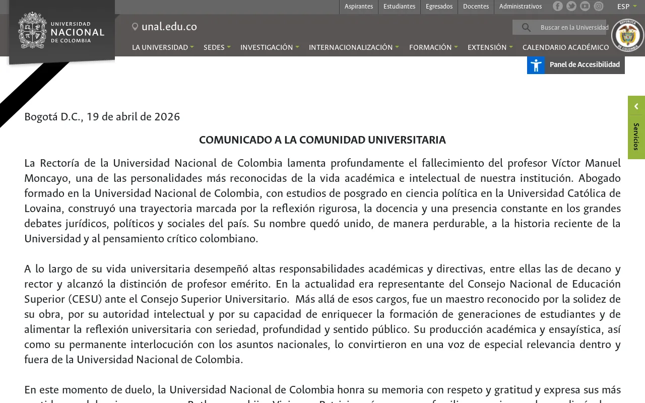 Screenshot of unal.edu.co