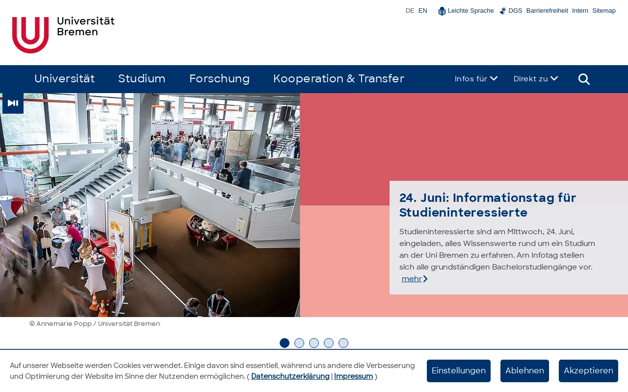 Screenshot of uni-bremen.de
