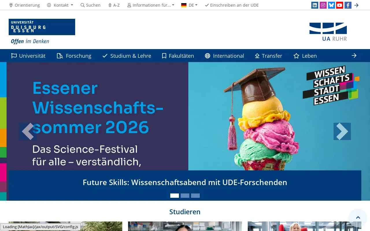 Screenshot of uni-duisburg-essen.de