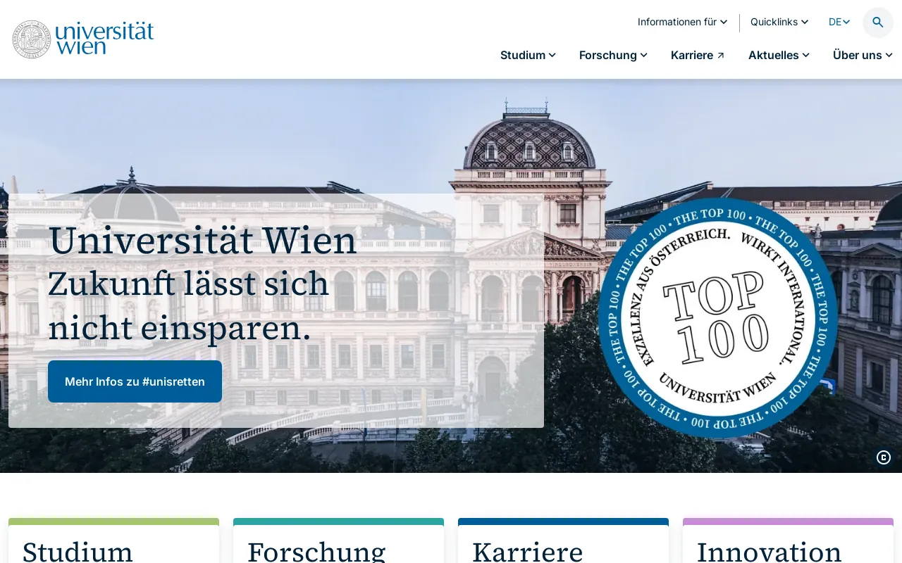 Screenshot of univie.ac.at