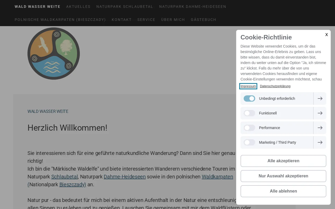 Screenshot of wald-wasser-weite.de