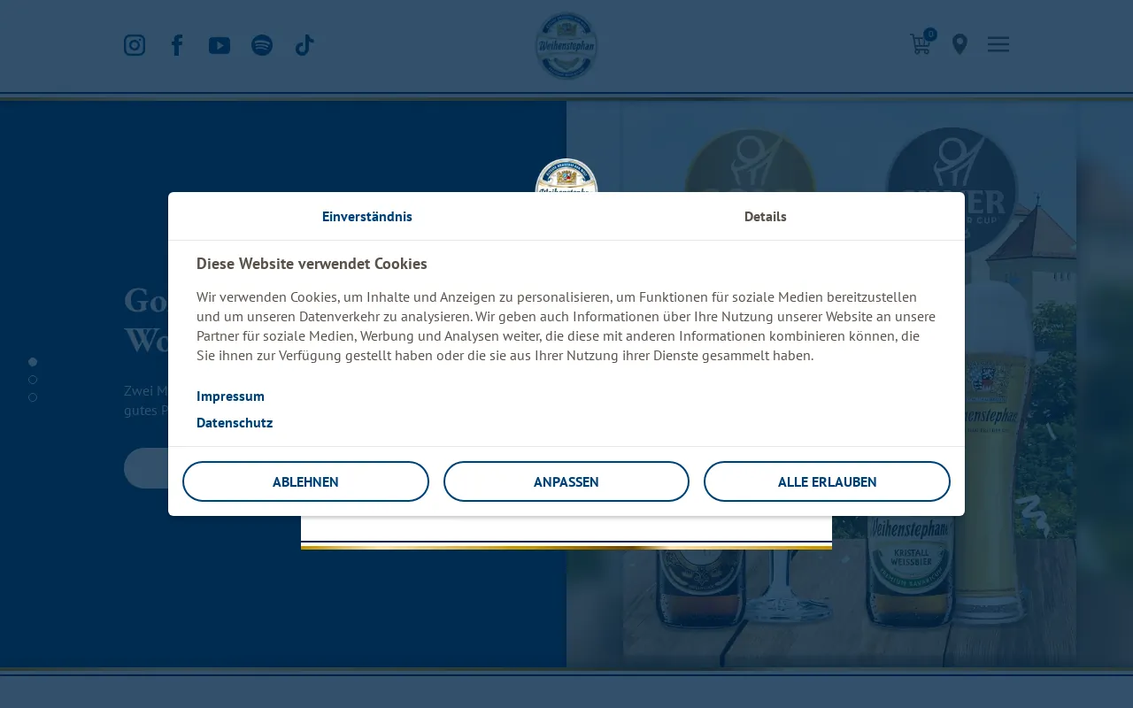 Screenshot of weihenstephaner.de