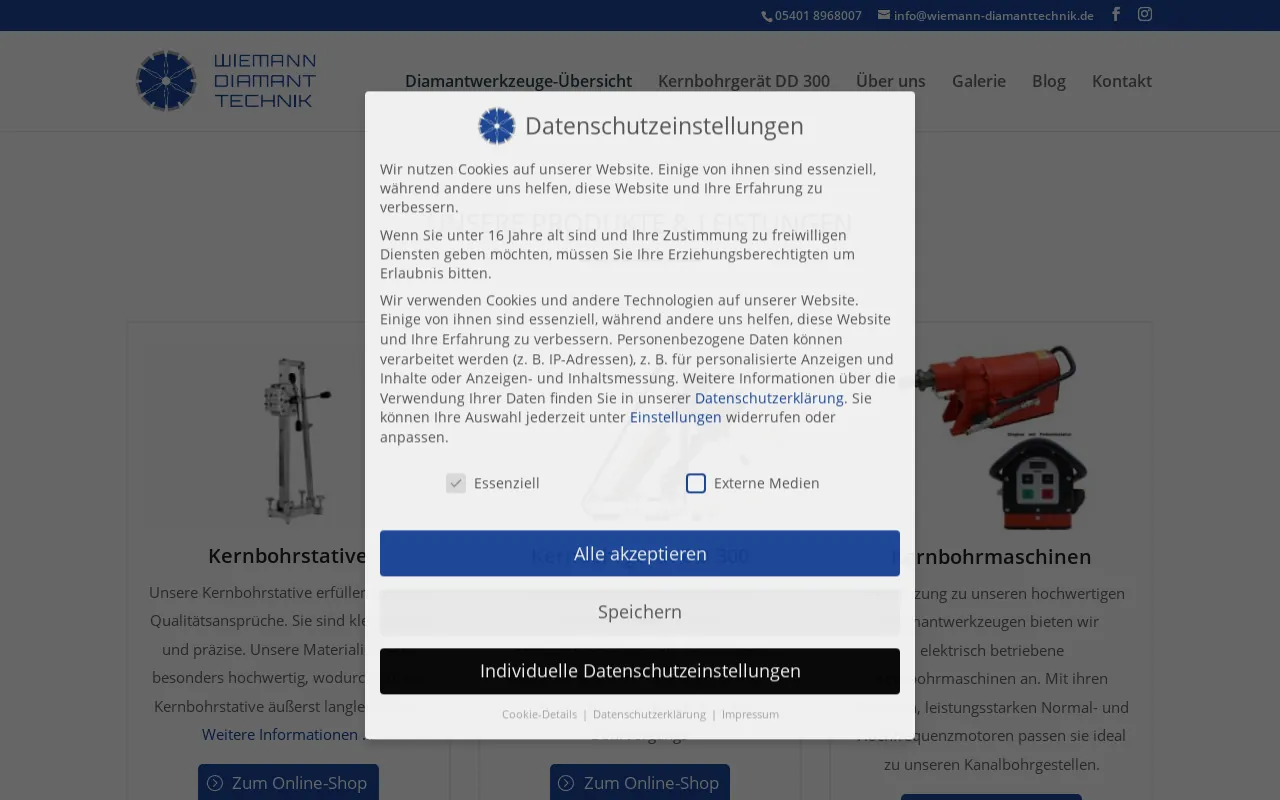 Screenshot of wiemann-diamanttechnik.de