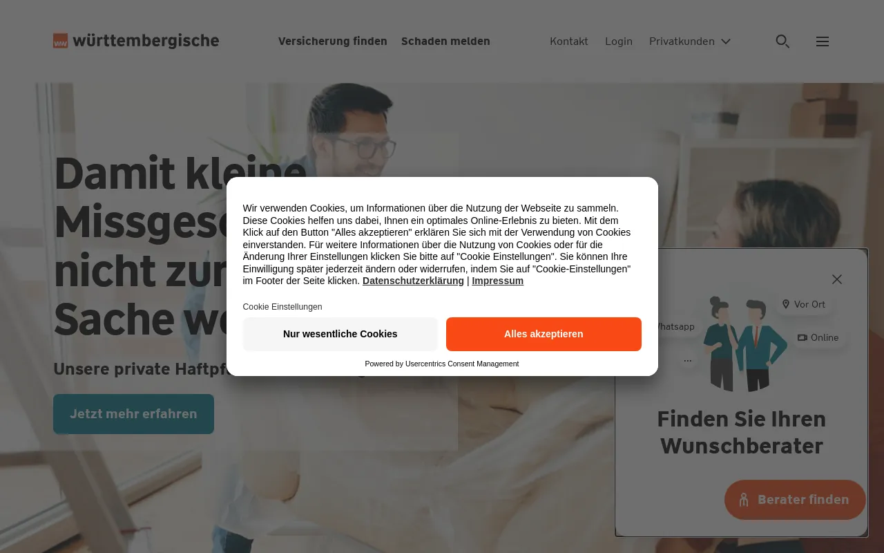 Screenshot of wuerttembergische.de