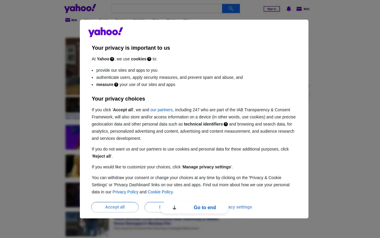 Screenshot of yahoo.ca