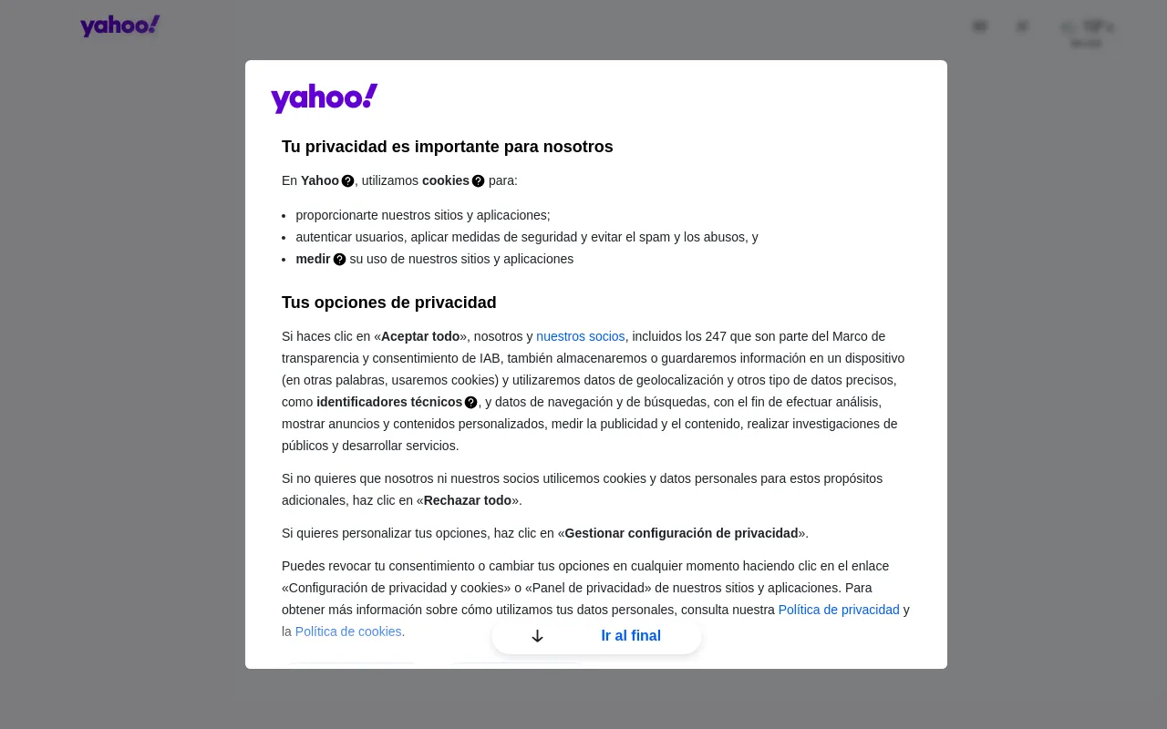 Screenshot of yahoo.es