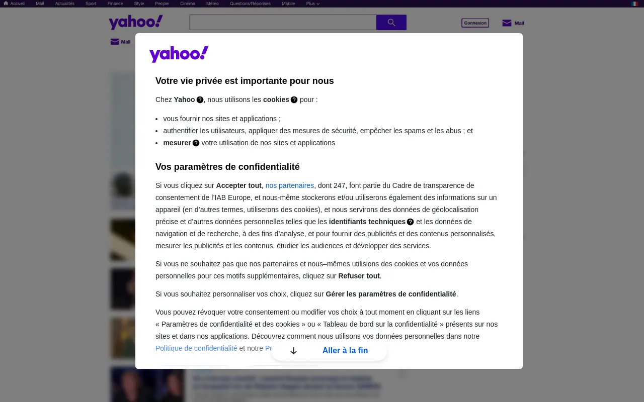 Screenshot of yahoo.fr