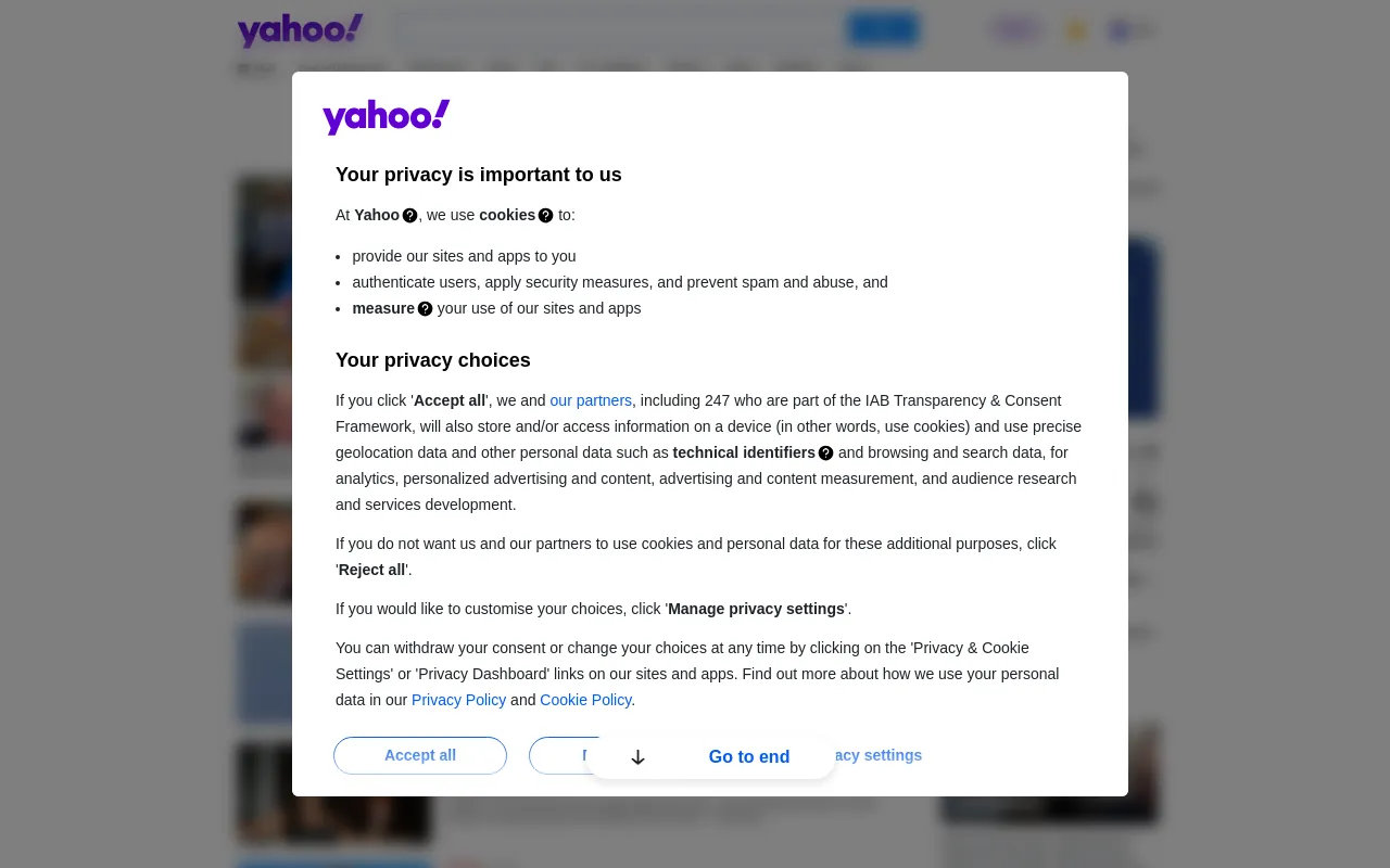 Screenshot of yahoo.ie