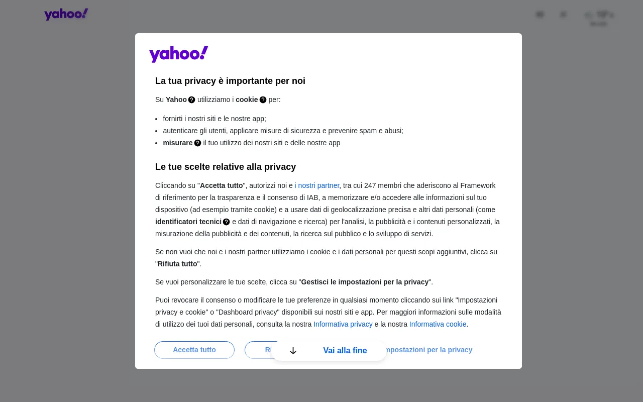Screenshot of yahoo.it