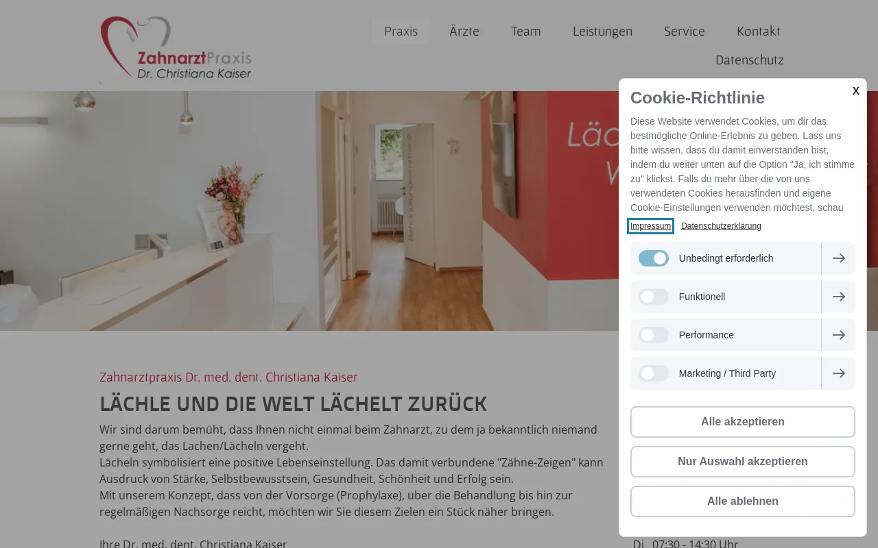 Screenshot of zahnarztpraxis-drkaiser.de