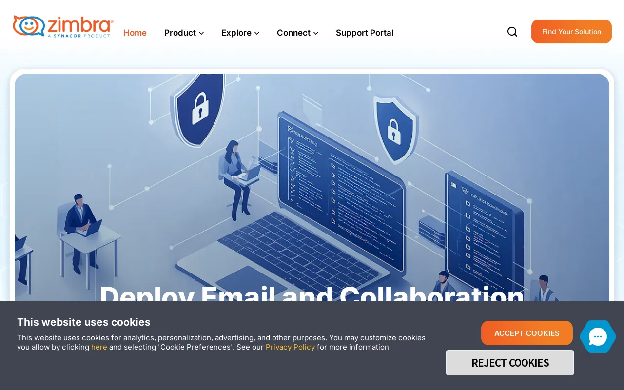 Screenshot of zimbra.com