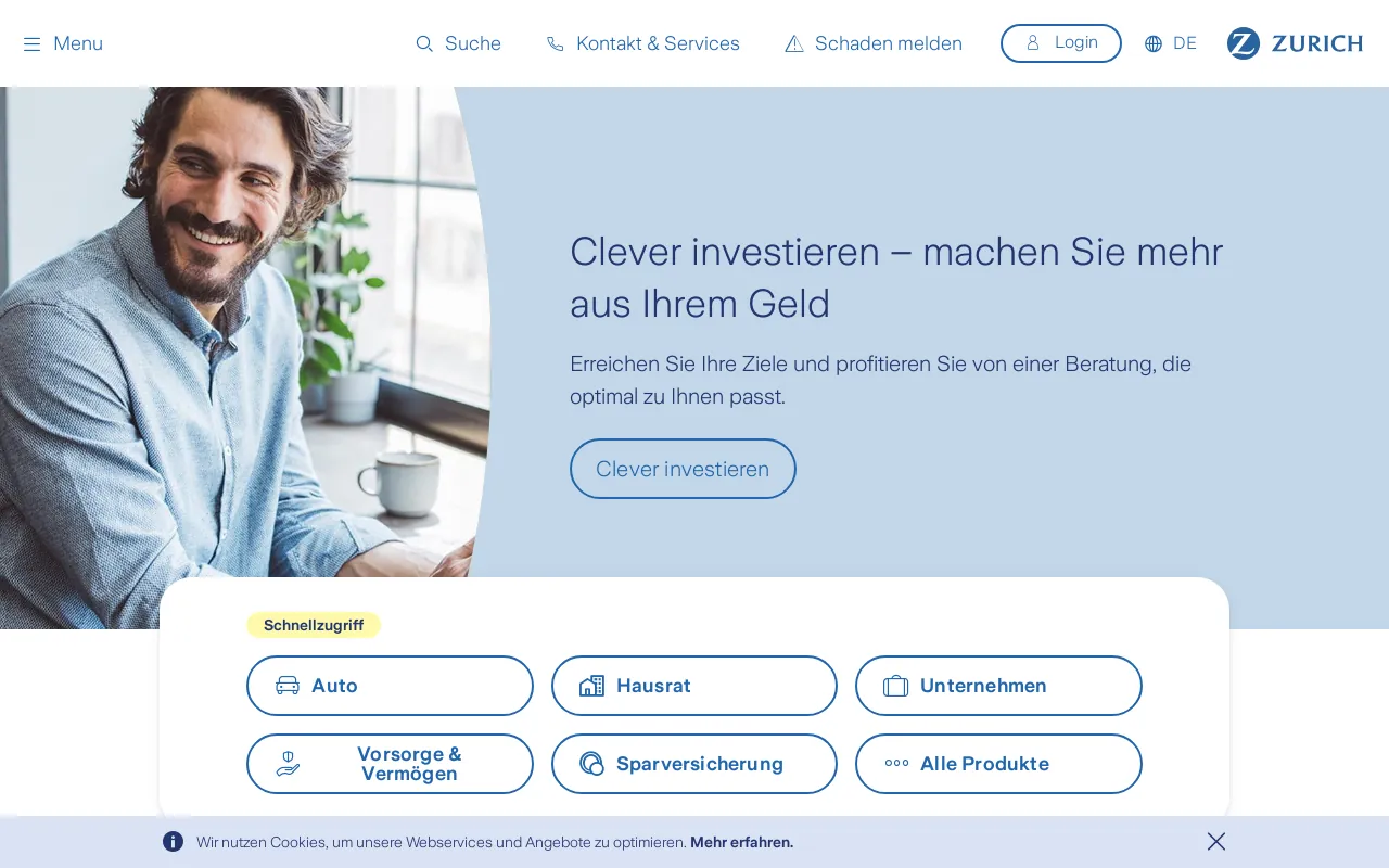 Screenshot of zurich.ch